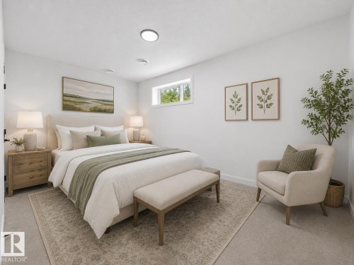 Bright bedroom featuring recessed lighting and a window - 3318 Chickadee Drive, Edmonton, AB 