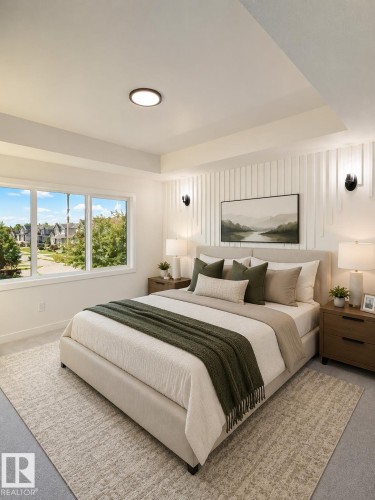 Contemporary bedroom featuring a tray ceiling with recessed lighting - 3150 Magpie Way, Edmonton, AB 