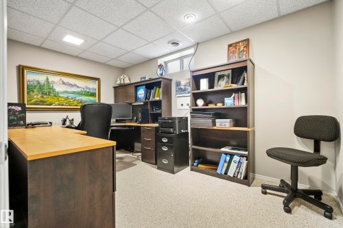 Dedicated room with carpeted flooring, light-toned walls, and recessed lighting - 3208 70 Street, Edmonton, AB 