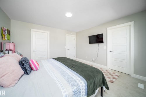 Bedroom featuring light grey walls and light-colored carpeting - 16123 31 Avenue, Edmonton, AB 