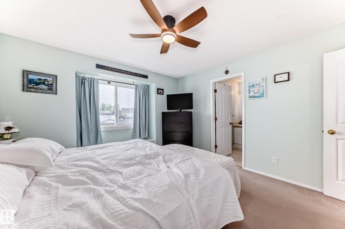 Interior room with light green walls and brown carpeting - 11831 9 Avenue, Edmonton, AB 