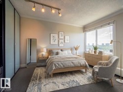 Full-height windows with expansive city views - 