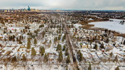 View of snowy aerial view - 9306 64 Avenue, Edmonton, AB 