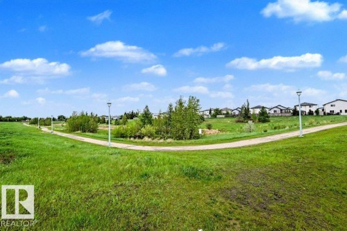 Expansive green space featuring a paved pathway, mature trees, and street lamps - 13004 164 Avenue, Edmonton, AB 