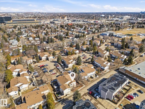 Aerial depiction of a residential neighborhood with varied building styles - 857 Erin Place, Edmonton, AB 