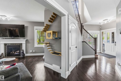 247 Ambleside Drive, Edmonton, AB - Indoor Photo Showing Living Room With Fireplace