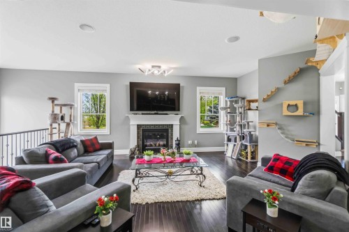 247 Ambleside Drive, Edmonton, AB - Indoor Photo Showing Living Room With Fireplace