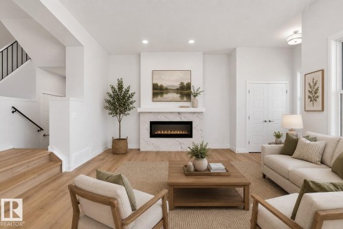 5275 Edgemont Boulevard Nw, Edmonton, AB - Indoor Photo Showing Living Room With Fireplace
