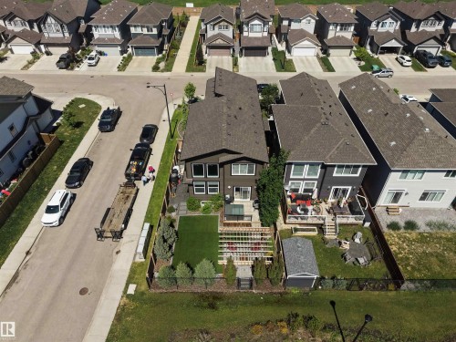 Aerial view showcasing a residential street with multiple single-family homes - 12171 177 Avenue, Edmonton, AB 