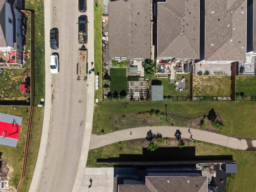 Aerial perspective showcasing residential properties with pitched roofs - 12171 177 Avenue, Edmonton, AB 