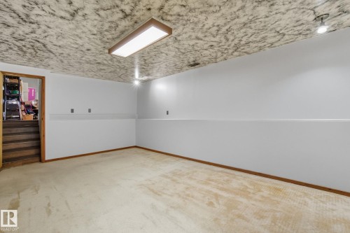 Carpeted room with white walls and a textured ceiling - 14239 53 Street, Edmonton, AB 