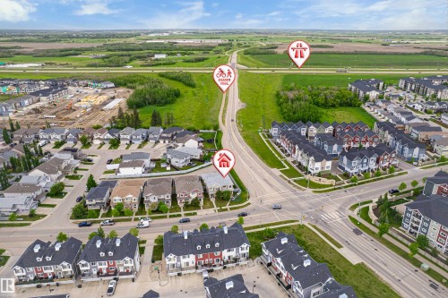 Aerial view of a residential neighborhood with varied housing styles - 8204 180 Avenue, Edmonton, AB 