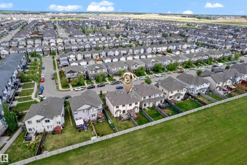 Aerial representation of a residential neighborhood featuring detached and attached properties - 1532 33B Street, Edmonton, AB 