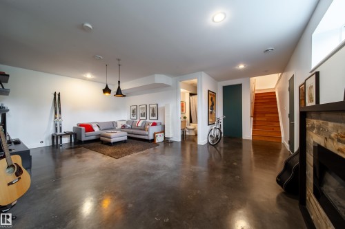 Spacious lower-level living area with polished concrete flooring - 14508 78 Avenue, Edmonton, AB 