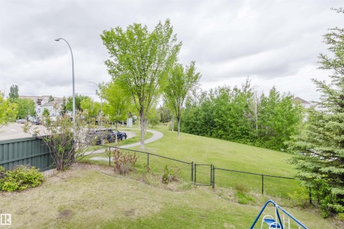 Expansive grassy yard with a dark green privacy fence and a chain link fence - 2236 Garnett Crest, Edmonton, AB 
