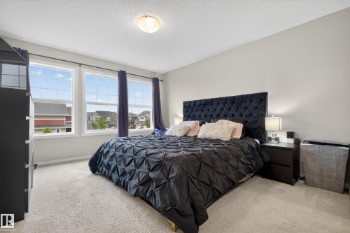 Carpeted room featuring three grid-pattern windows, a flush-mount ceiling light, and light gray wall paint - 70 James Crescent, St. Albert, AB 
