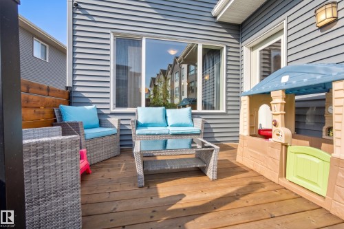 Private wooden deck featuring horizontal plank flooring - 70 James Crescent, St. Albert, AB 