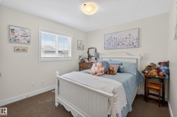 Recessed window with horizontal blinds, neutral wall paint, and brown carpet flooring - 