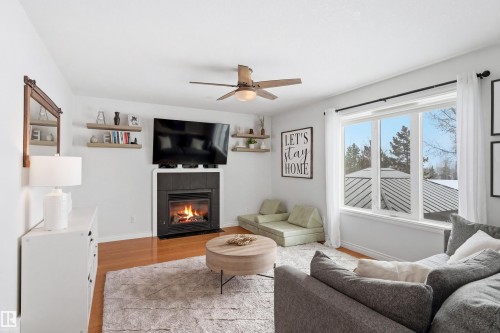 4847 152 Avenue, Edmonton, AB - Indoor Photo Showing Living Room With Fireplace