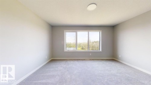Spacious room featuring neutral grey wall tones and grey carpeting - 3918 3A Avenue, Edmonton, AB 