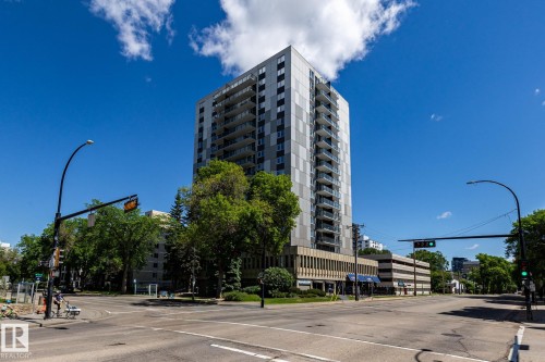 Contemporary high-rise building featuring a multi-story facade with balconies located above Edmonton's river valley - 807 10011 116 Street, Edmonton, AB 