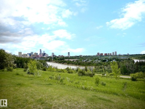 Expansive green space with distant city skyline, mature trees, and natural waterways - 9551 85 Street, Edmonton, AB 