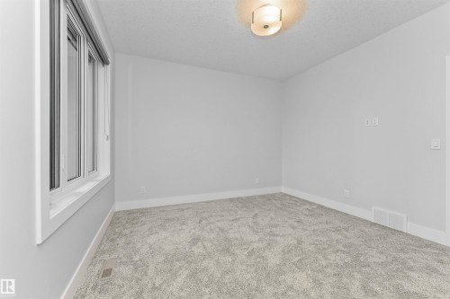 Light gray textured carpeting with a white baseboard trim - 3310 Watson Bay, Edmonton, AB 