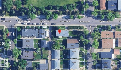 Aerial Map. Displaying the property's location and surrounding street network - 15003 104 Avenue, Edmonton, AB 