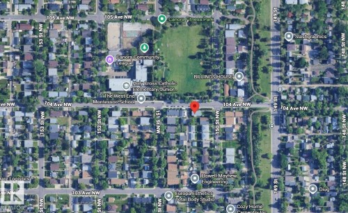 Satellite Map. Illustrating the property's location within its geographic area - 15003 104 Avenue, Edmonton, AB 