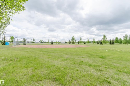 Expansive green space featuring a baseball diamond, backstop fencing, and scattered trees - 21223 58 Avenue, Edmonton, AB 