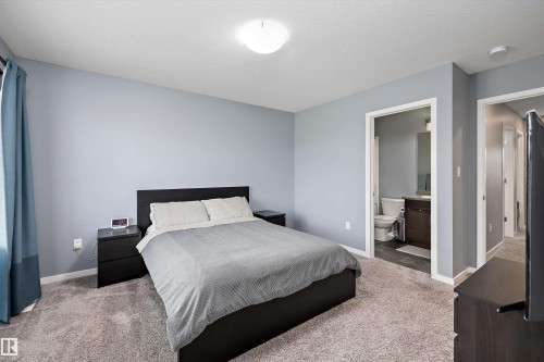 Carpeted room with light blue wall paint and overhead flush-mount lighting - 2833 Chokecherry Place, Edmonton, AB 