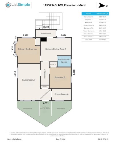 Floor plan main level - 11308 94 Street, Edmonton, AB 