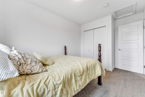 Light-toned wall finishes, neutral carpeting, and a white paneled door - 116 3305 Orchards Link Sw, Edmonton, AB 