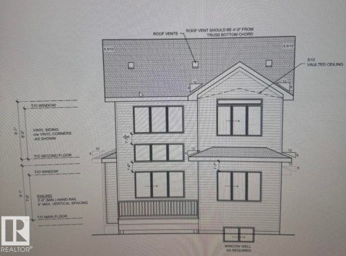 Architectural Drawing. Detailing exterior elevations and specifications for the property - 94 Rosa Crescent, St. Albert, AB 