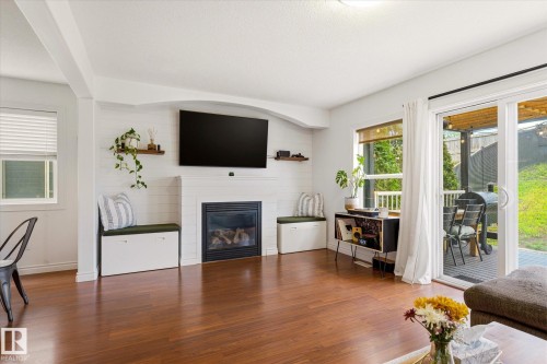 15122 33 Street, Edmonton, AB - Indoor Photo Showing Living Room With Fireplace