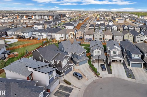 Aerial perspective showcasing a residential neighborhood with modern architecture - 17551 64 Street, Edmonton, AB 