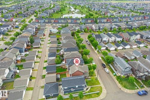 Aerial perspective showcasing the residential neighborhood with varied architectural styles - 9039 219 Street, Edmonton, AB 