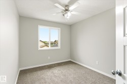 Neutral-toned walls and plush gray carpet define this room - 