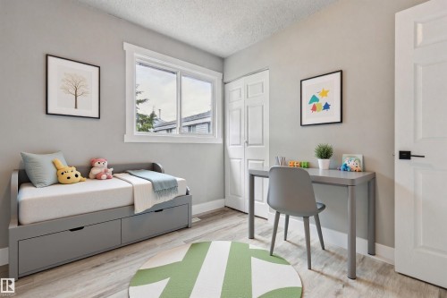 Bedroom-Virtually staged, to show the possibility - 75 Mcleod Place, Edmonton, AB 