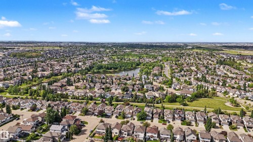 Aerial perspective showcasing a residential area with varied housing styles - 543 Geissinger Loop, Edmonton, AB 