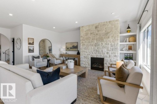 10 Redwing Wynd, St. Albert, AB - Indoor Photo Showing Living Room With Fireplace