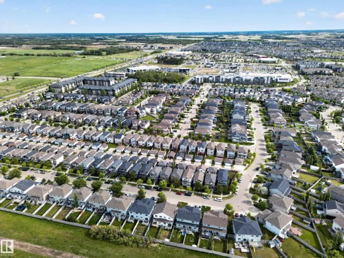 Aerial perspective showcasing a residential community with diverse housing styles - 5244 1A Avenue, Edmonton, AB 