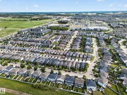 Aerial perspective showcasing a residential community with diverse housing styles - 