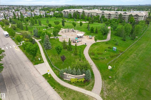 Expansive parkland featuring mature trees, paved walking paths, a dedicated playground area, and open green spaces - 21384 88 Avenue, Edmonton, AB 