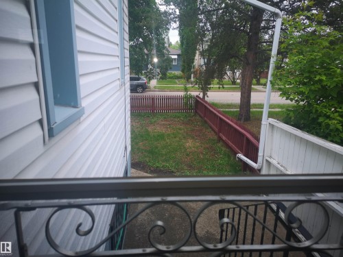 View from back yard to sidewalk leading to side entrance and front street - 8751 76 Avenue Nw, Edmonton, AB 