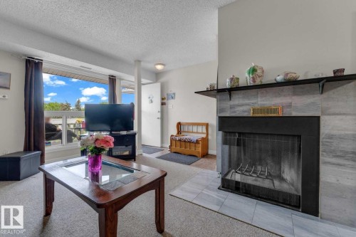 #164 2703 79 St Nw, Edmonton, AB - Indoor Photo Showing Living Room With Fireplace