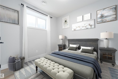 Recessed lighting and a single window with white trim - 17320 9 Avenue, Edmonton, AB 