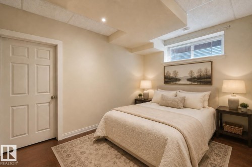 Basement bedroom virtually staged. - 32 Harrington Bay, Spruce Grove, AB 