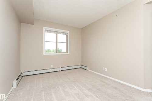 Neutral-toned walls complement the textured carpeting - 404 12045 22 Avenue, Edmonton, AB 