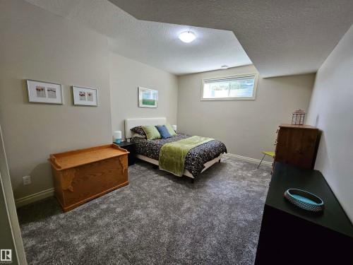 Neutral-toned room featuring a window with white blinds, light gray walls, and gray textured carpeting - 2322 Rutherford Way, Edmonton, AB 